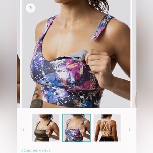Born Primitive Milk and Muscles Nursing Sports Bra Garden Galaxy Large NWT